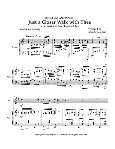 Just a Closer Walk with Thee (Tenor Sax and Piano) image number null