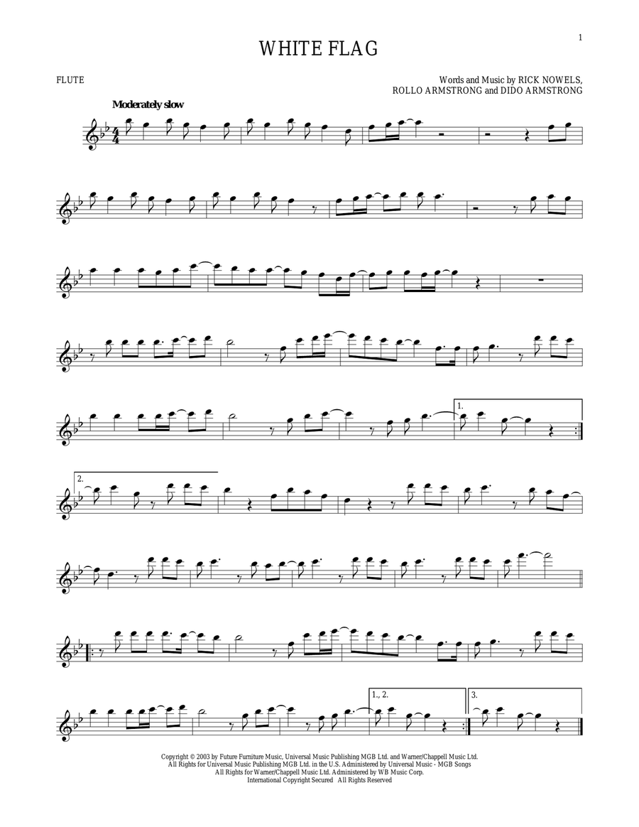 White Flag White Flag Flute Solo scores gallery preview page 1