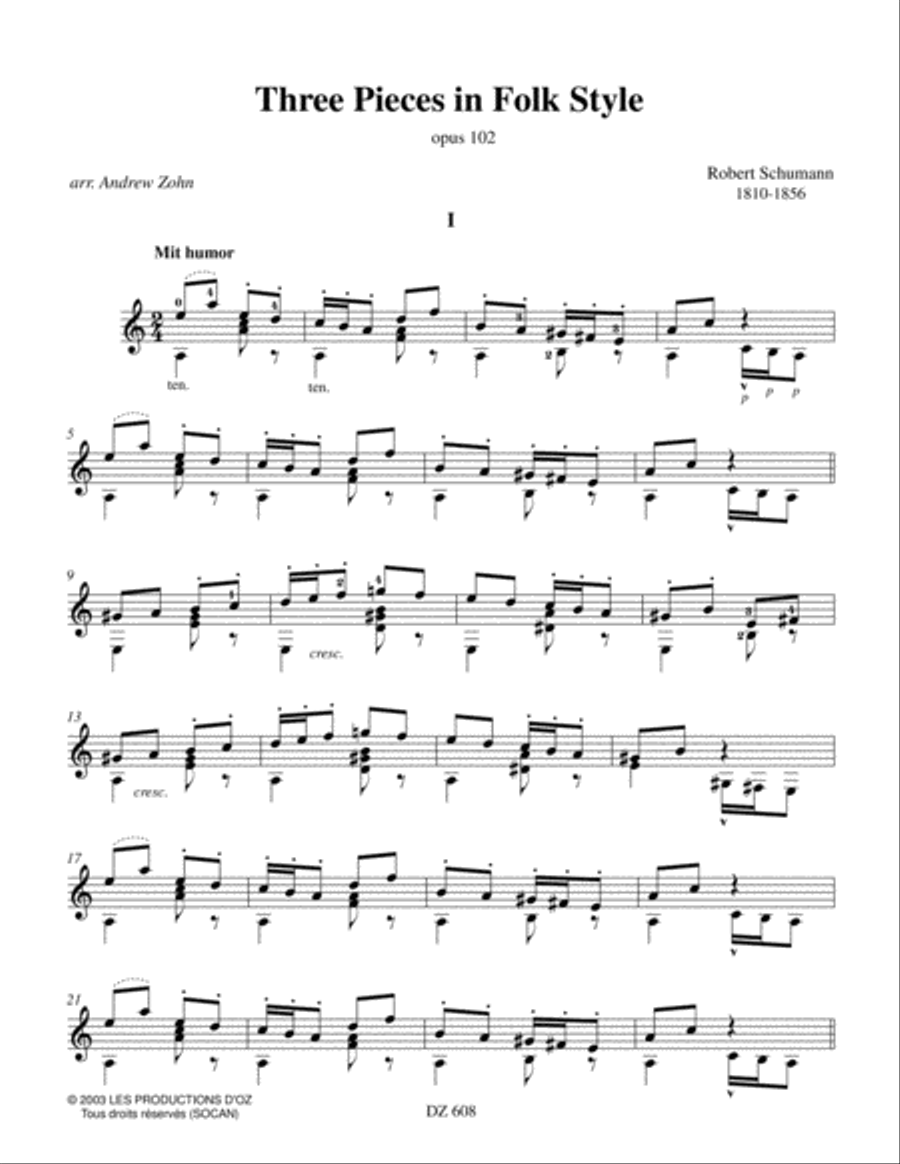 Three Pieces in Folk Style Classical Guitar scores gallery preview page 3
