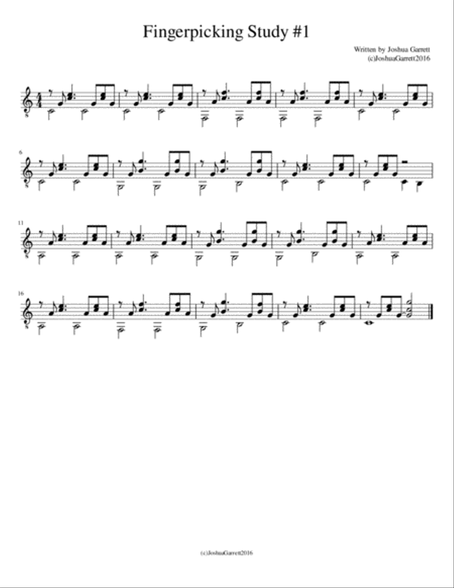 Fingerpicking Study #1 Fingerpicking Guitar scores gallery preview page 1