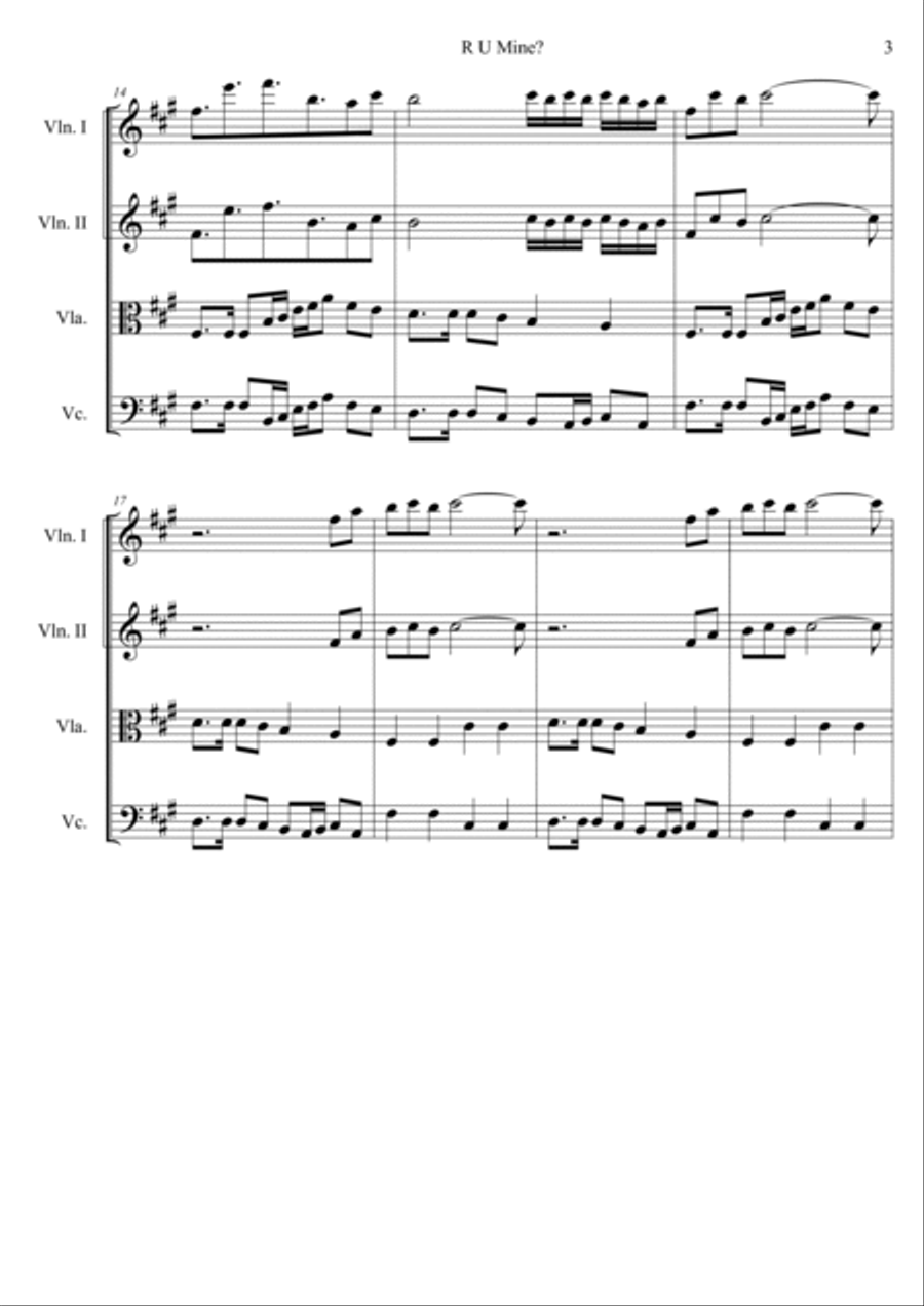 R U Mine? String Quartet scores gallery preview page 3