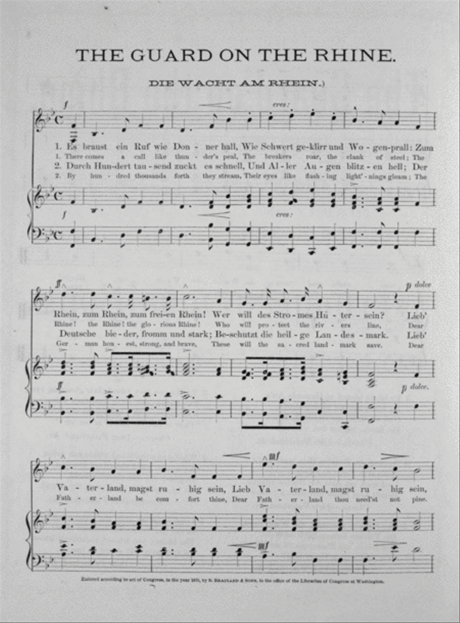 The Guard on the Rhine (Die Wacht am Rhein). The Popular German National Song Voice scores gallery preview page 2
