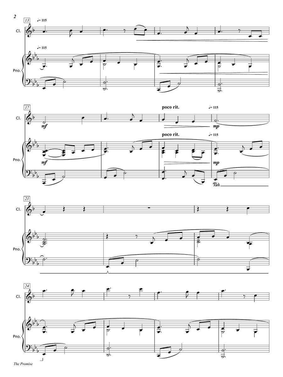 The Promise [Clarinet & Piano] B-Flat Clarinet scores gallery preview page 4