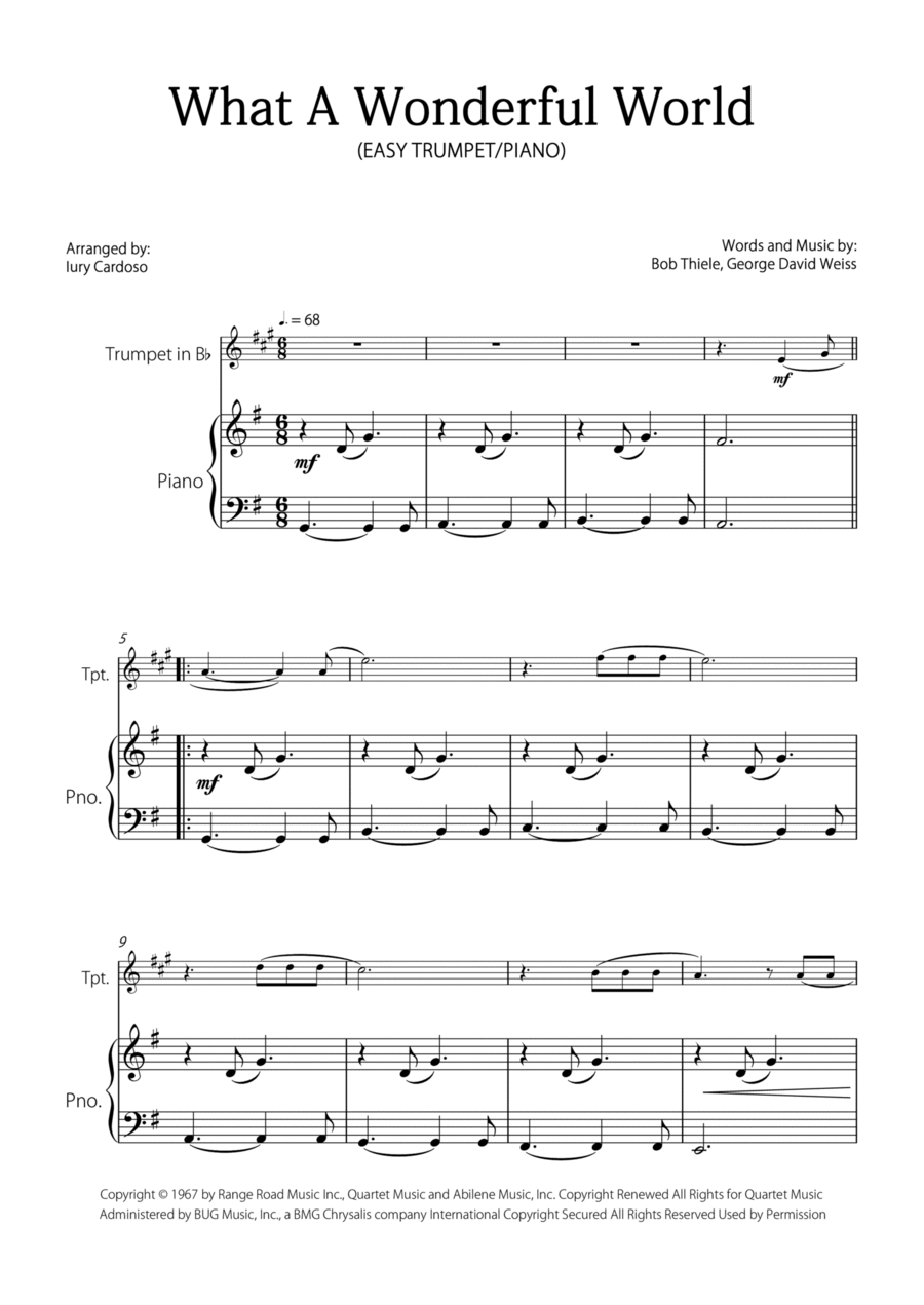 What A Wonderful World B-Flat Trumpet scores gallery preview page 1