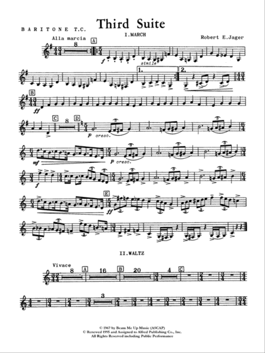 Third Suite (I. March, II. Waltz, III. Rondo): Baritone T.C. Concert Band scores gallery preview page 1