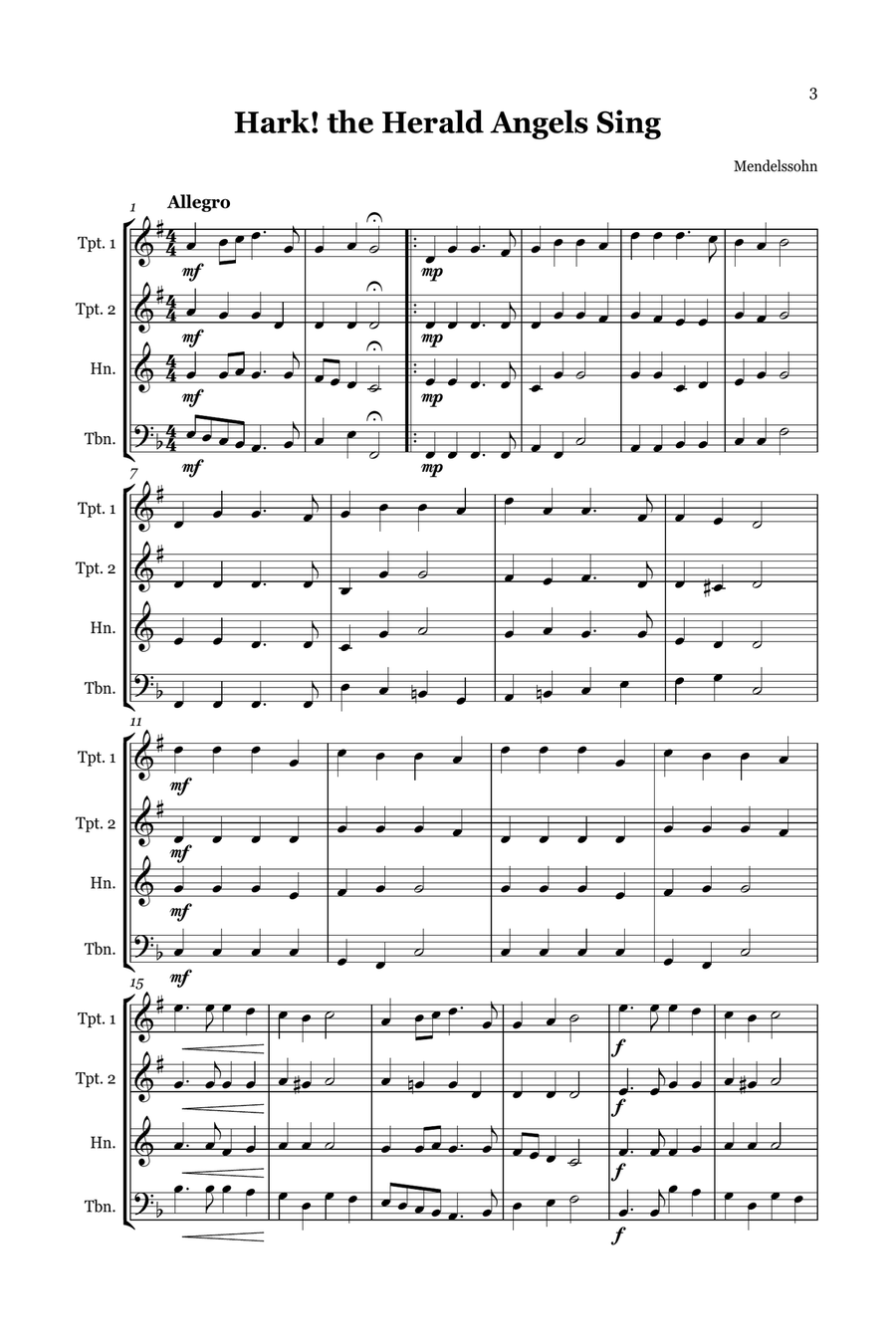 Christmas Carol Selection vol. 2 for brass quartet Brass Quartet scores gallery preview page 3