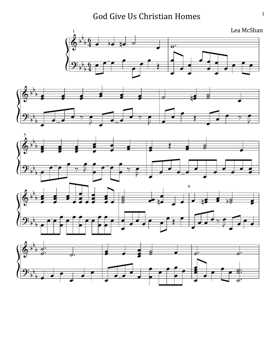 God Give Us Christian Homes Piano Solo scores gallery preview page 1