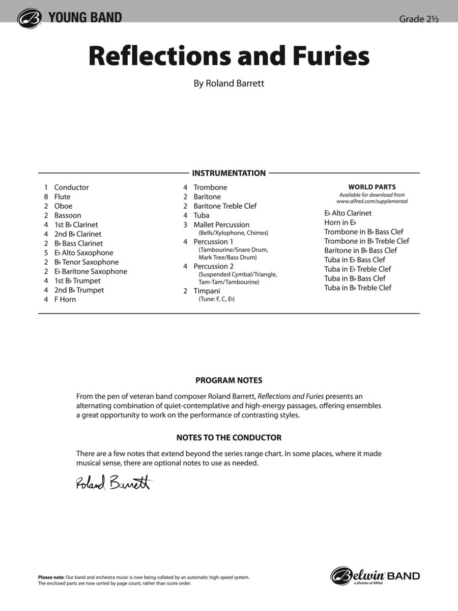 Reflections and Furies: Score Concert Band scores gallery preview page 1