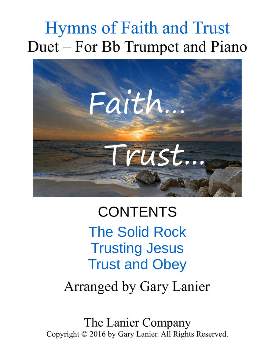 Gary Lanier: Hymns of Faith and Trust (Duets for Bb Trumpet & Piano) Trumpet Duet scores gallery preview page 1