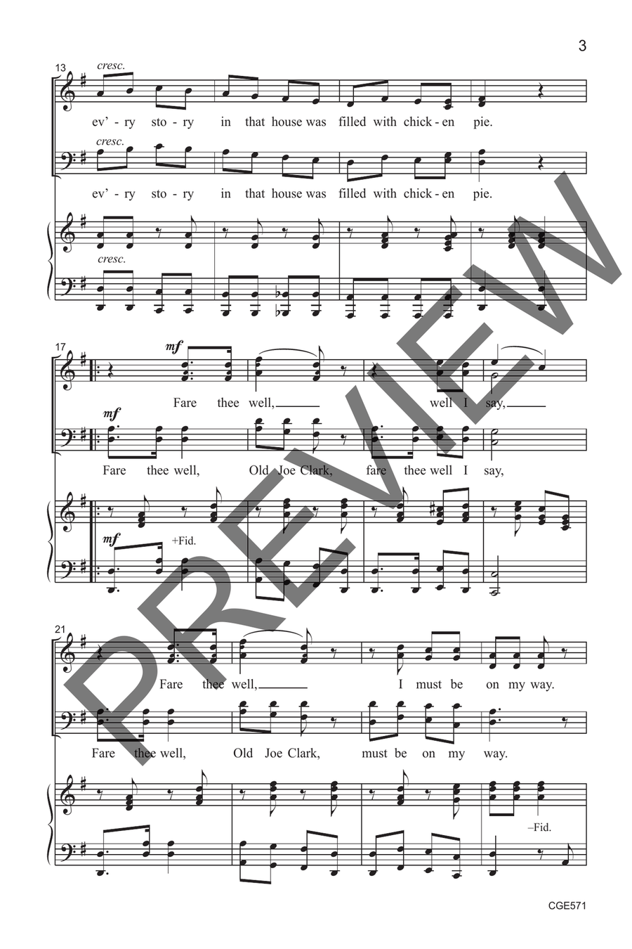 Old Joe Clark (SATB) 4-Part scores gallery preview page 4