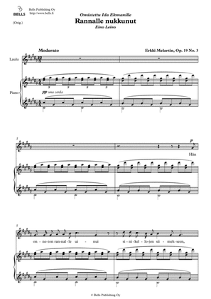 Rannalle nukkunut, Op. 19 No. 3 (Original key. G-sharp minor)