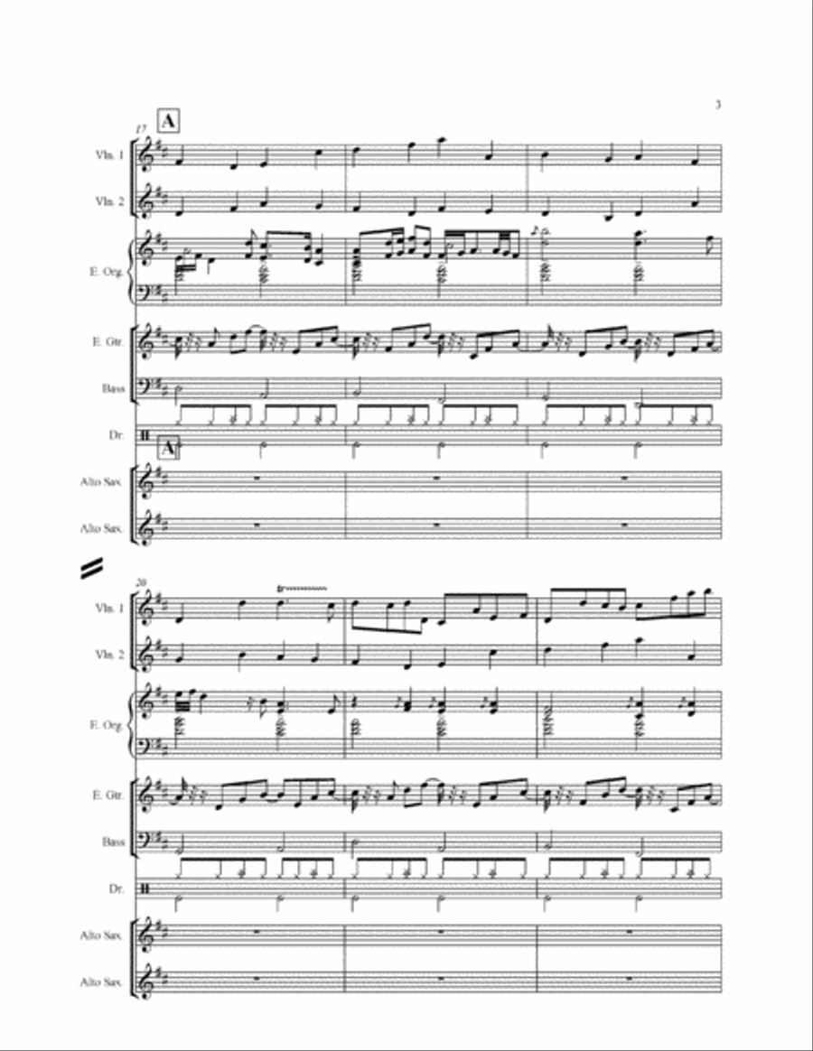 Pachelbel Canon for Electric Violin Duo with band parts and backing track on mp3 Small Ensemble scores gallery preview page 3