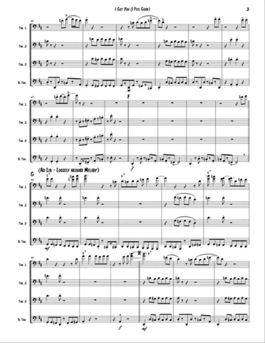 I Got You (i Feel Good) Brass Quartet scores gallery preview page 3