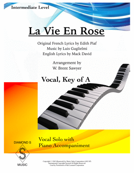 La Vie En Rose - VOCAL/PIANO (Key of A) image number null