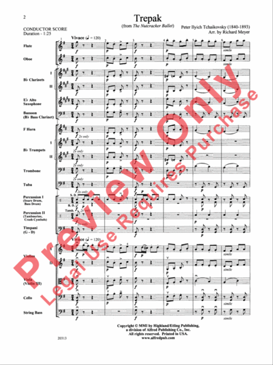 Trepak from The Nutcracker Ballet Full Orchestra scores gallery preview page 3