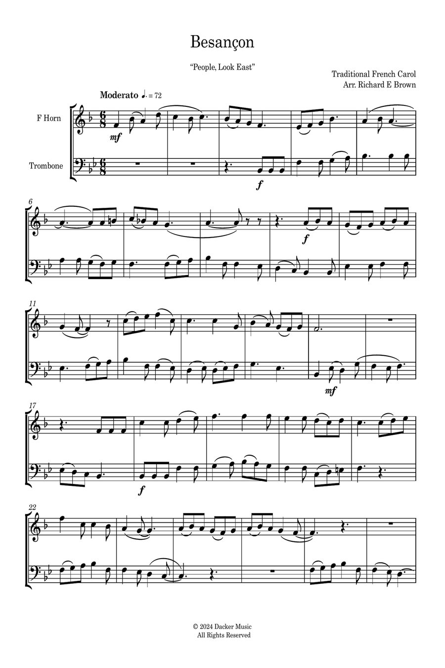 People, Look East - Horn and Trombone Duo Brass Duet scores gallery preview page 2