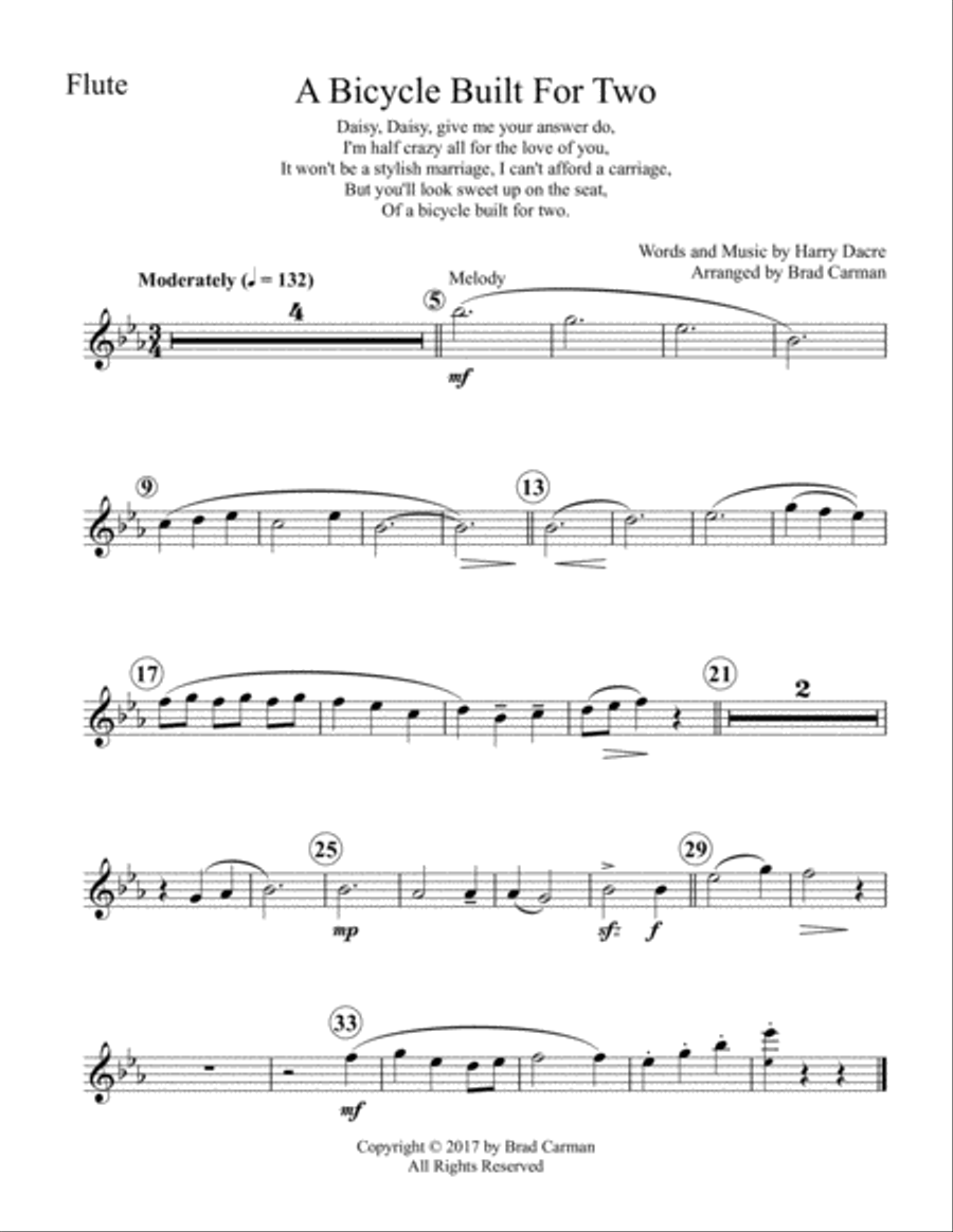 A Bicycle Built for Two for Woodwind Quartet Woodwind Quartet scores gallery preview page 4