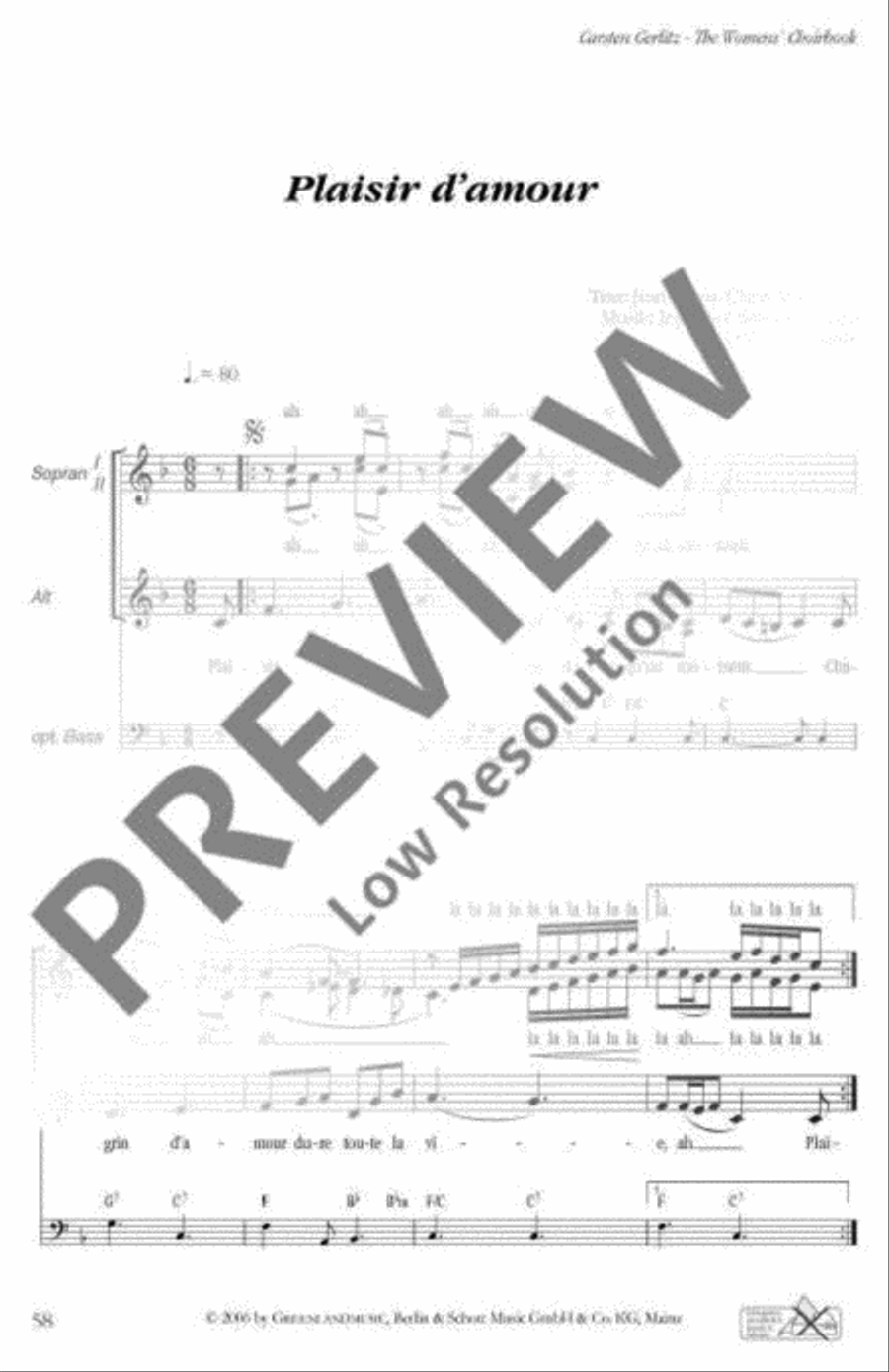 Plaisir d'Amour Plaisir d'Amour SSA scores gallery preview page 2