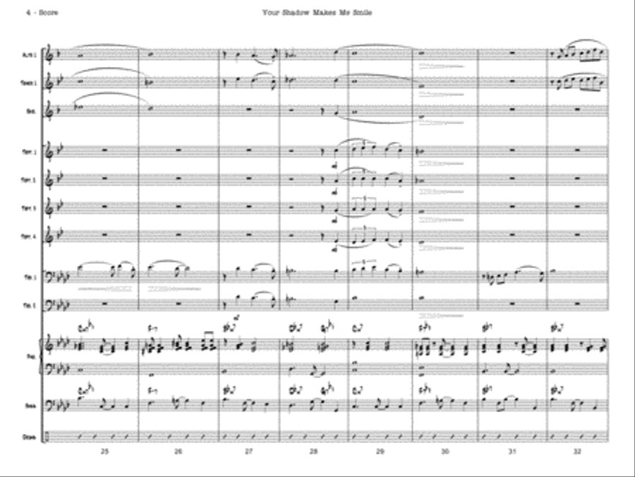 Your Shadow Makes Me Smile (Trombone feature with Small Jazz Ensemble 3-3-2-3) Jazz Ensemble scores gallery preview page 5