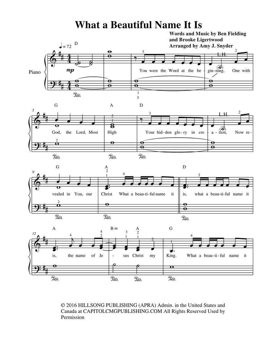 What A Beautiful Name Piano Solo scores gallery preview page 2