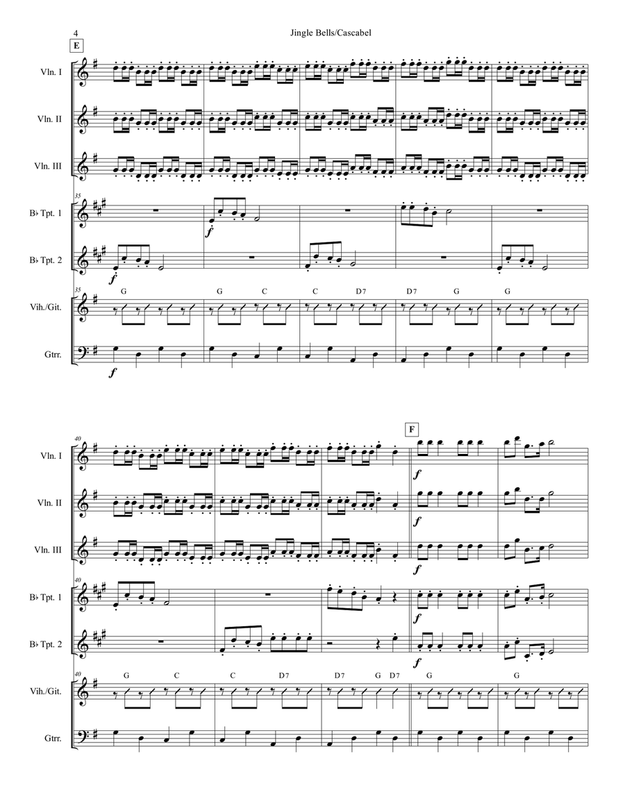 Jingle Bells/Cascabel for Mariachi Ensemble Small Ensemble scores gallery preview page 4