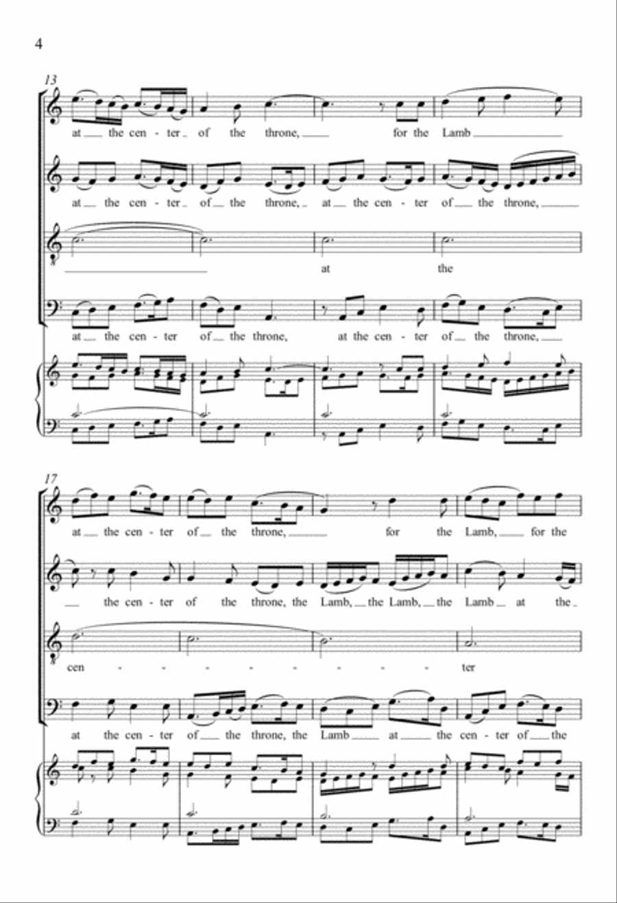 For the Lamb Will Be Their Shepherd 4-Part scores gallery preview page 4