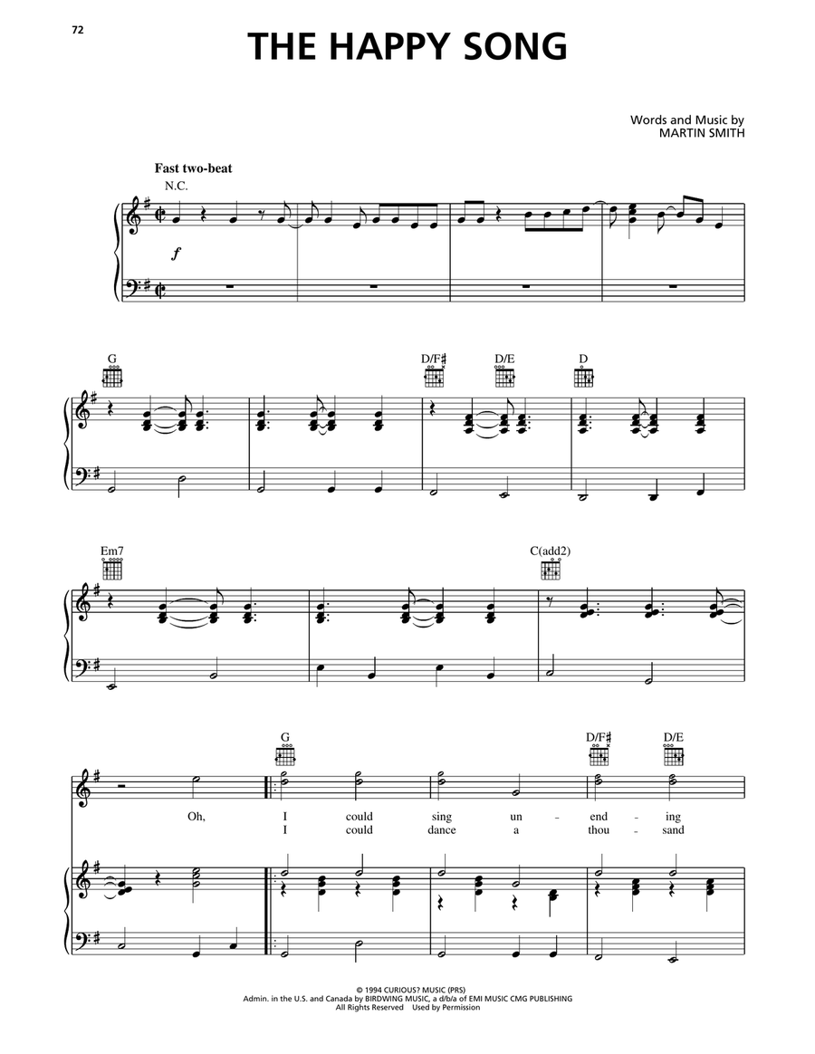 The Happy Song The Happy Song Piano, Vocal, Guitar scores gallery preview page 1