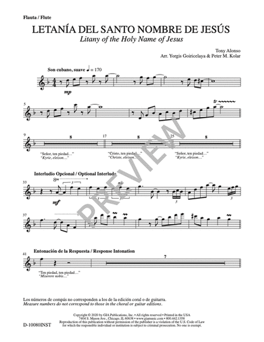 Letanía del Santo Nombre de Jesús - Instrument edition