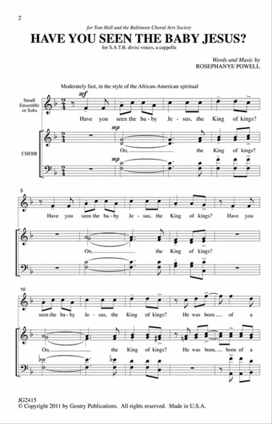 Have You Seen the Baby Jesus 4-Part scores gallery preview page 2