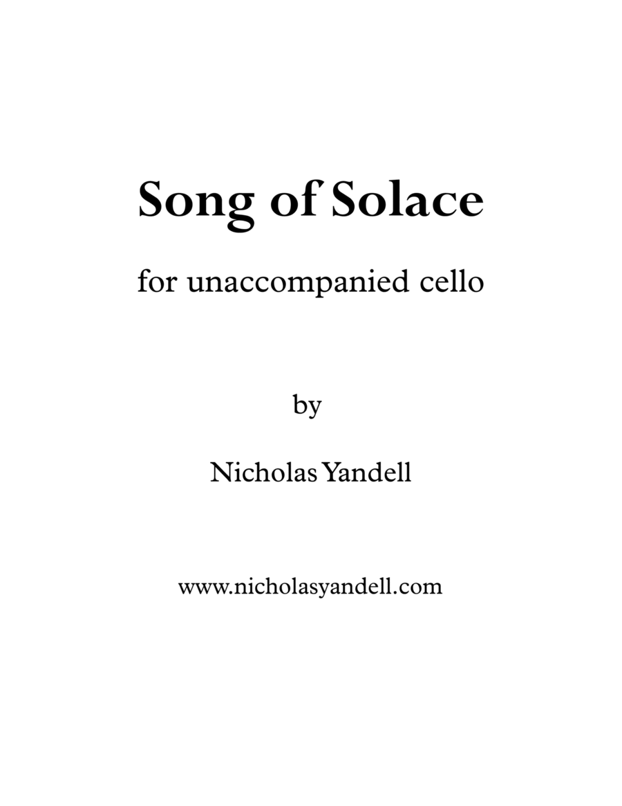 Song of Solace for unaccompanied cello Cello Solo scores gallery preview page 1