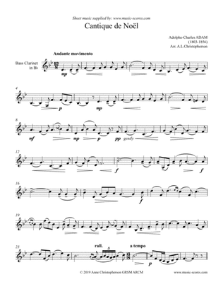 O Holy Night; Cantique de Noel - Solo Bass Clarinet