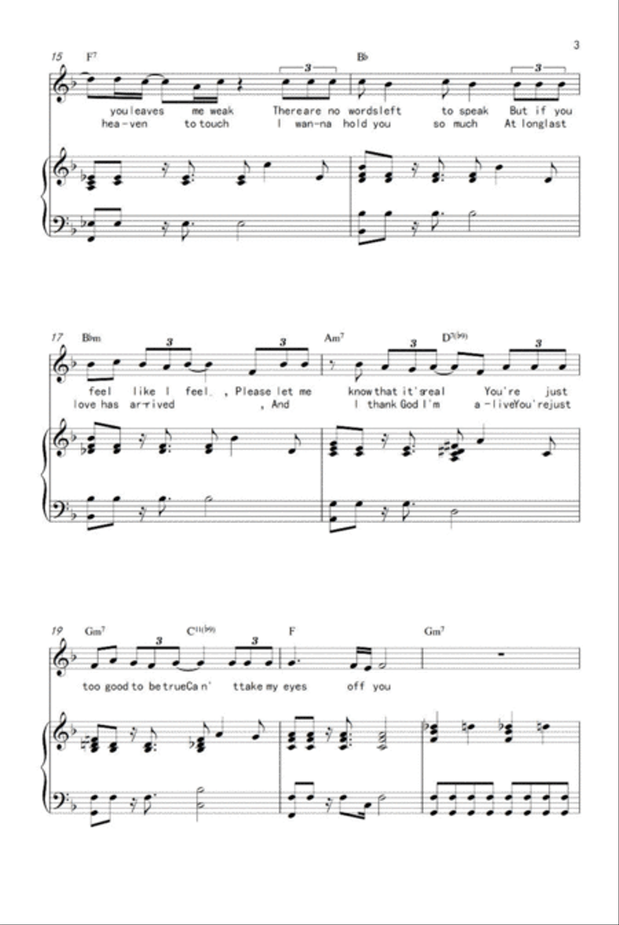 Can't Take My Eyes Off Of You Piano, Vocal scores gallery preview page 3