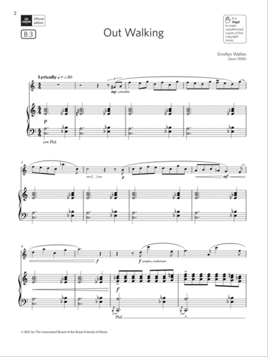 Out Walking (Grade 5 List B3 from the ABRSM Flute syllabus from 2022) Flute Solo scores gallery preview page 2