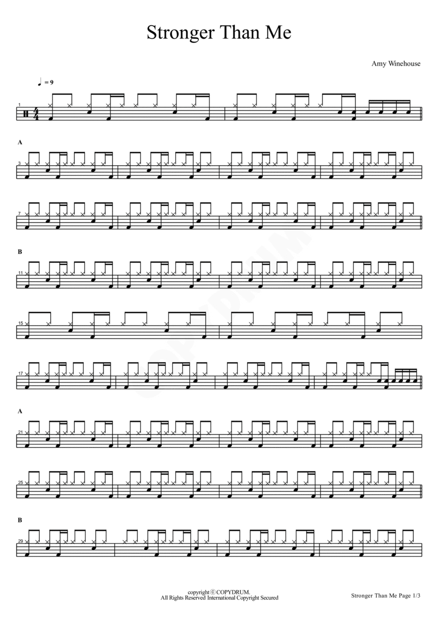 Stronger Than Me Drum Set scores gallery preview page 1
