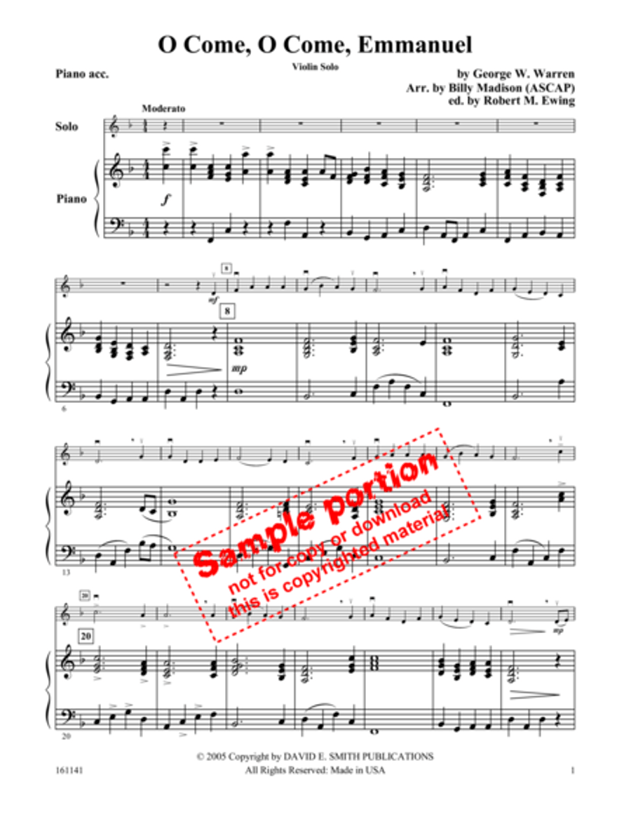 O Come, O Come Emmanuel Violin Solo scores gallery preview page 2