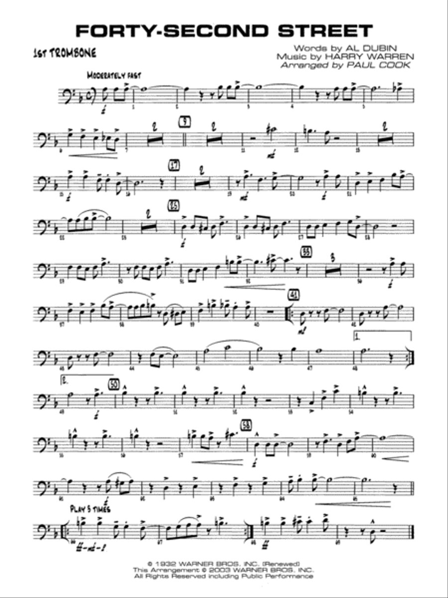 Forty-Second Street: 1st Trombone Jazz Ensemble scores gallery preview page 1