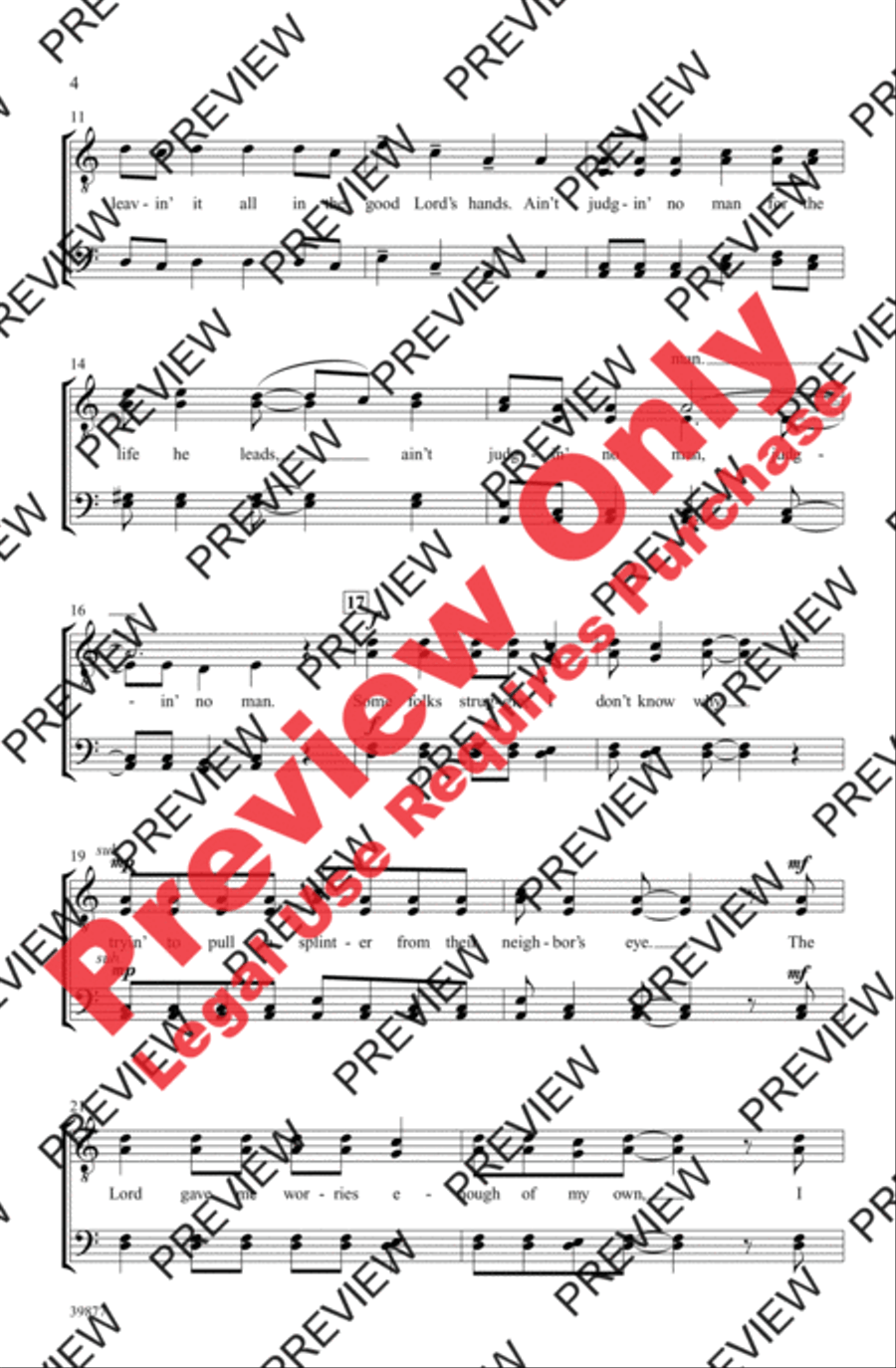 Ain't Judgin' No Man Men's Choir scores gallery preview page 3