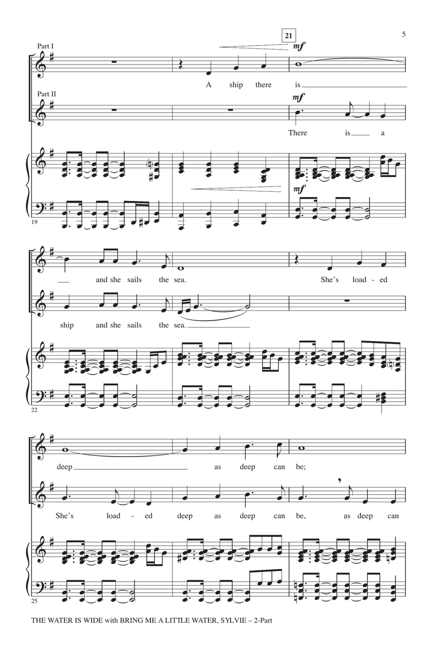 The Water Is Wide (Bring Me A Little Water, Sylvie) 2-Part scores gallery preview page 3