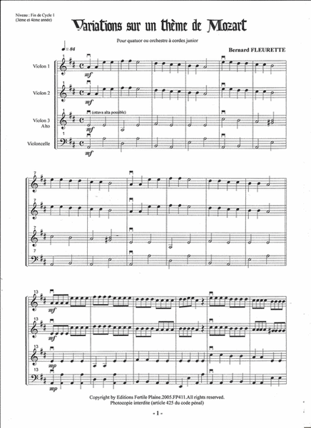 Variations Sur Un Thème De Mozart