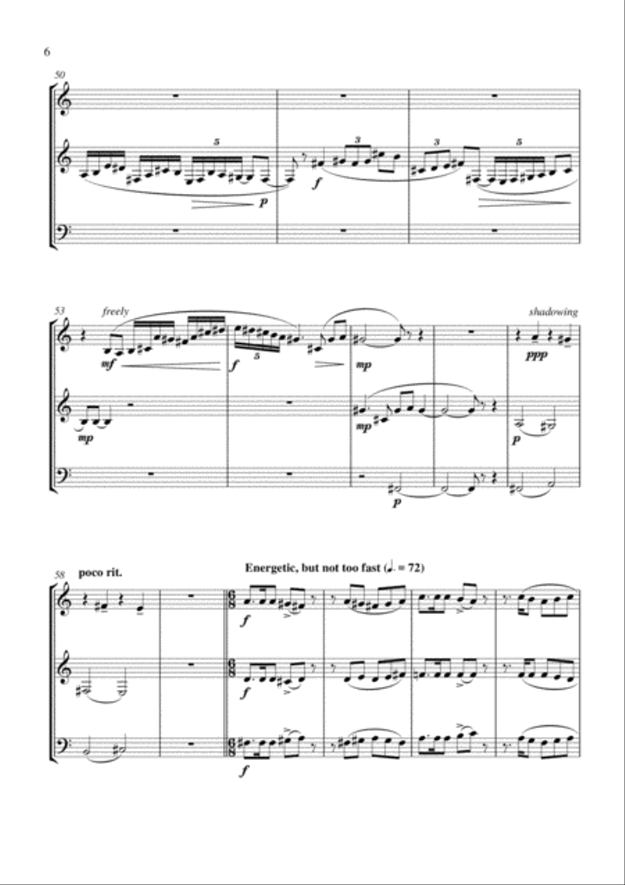 Carson Cooman: Giant Colored Bird II (2005) for two Bb clarinets and bassoon Woodwind Trio scores gallery preview page 6