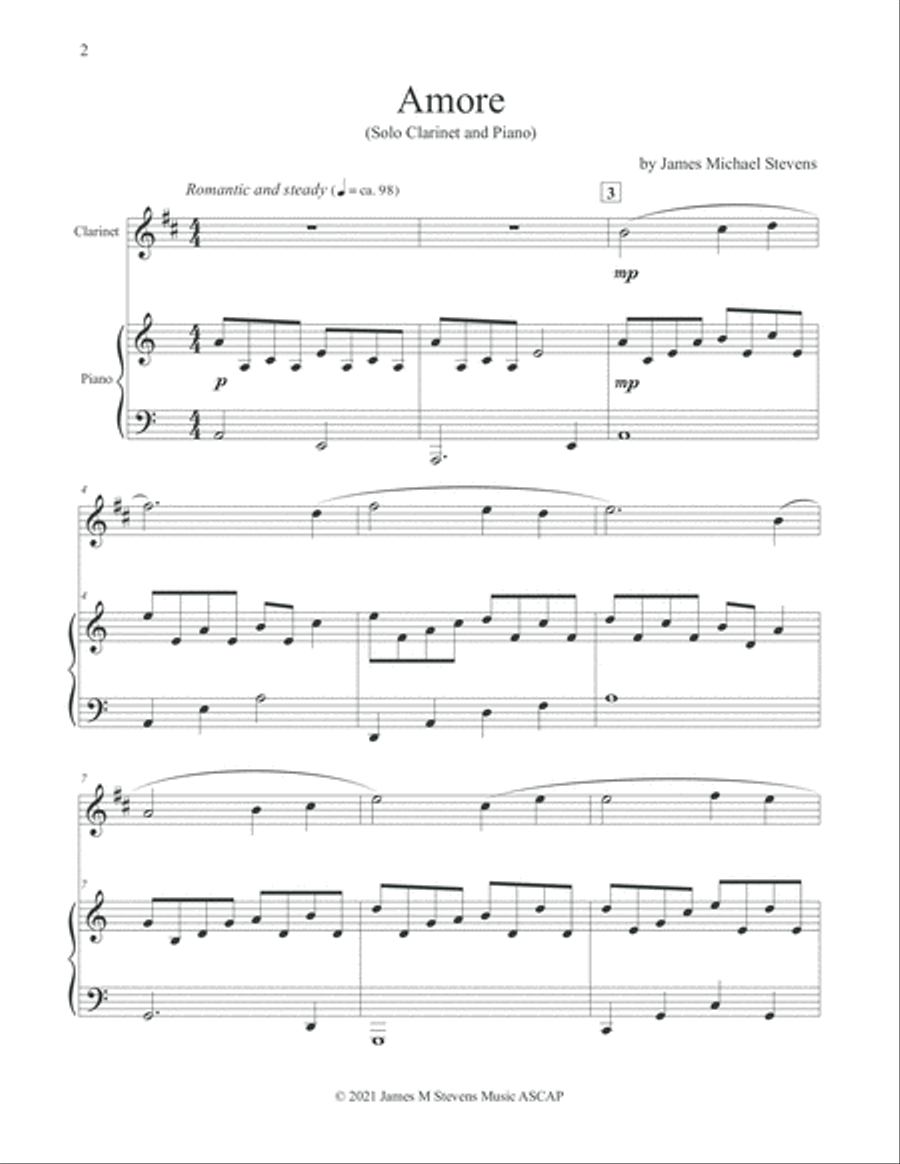 Amore - Clarinet & Piano Amore - Clarinet & Piano Clarinet Solo scores gallery preview page 2