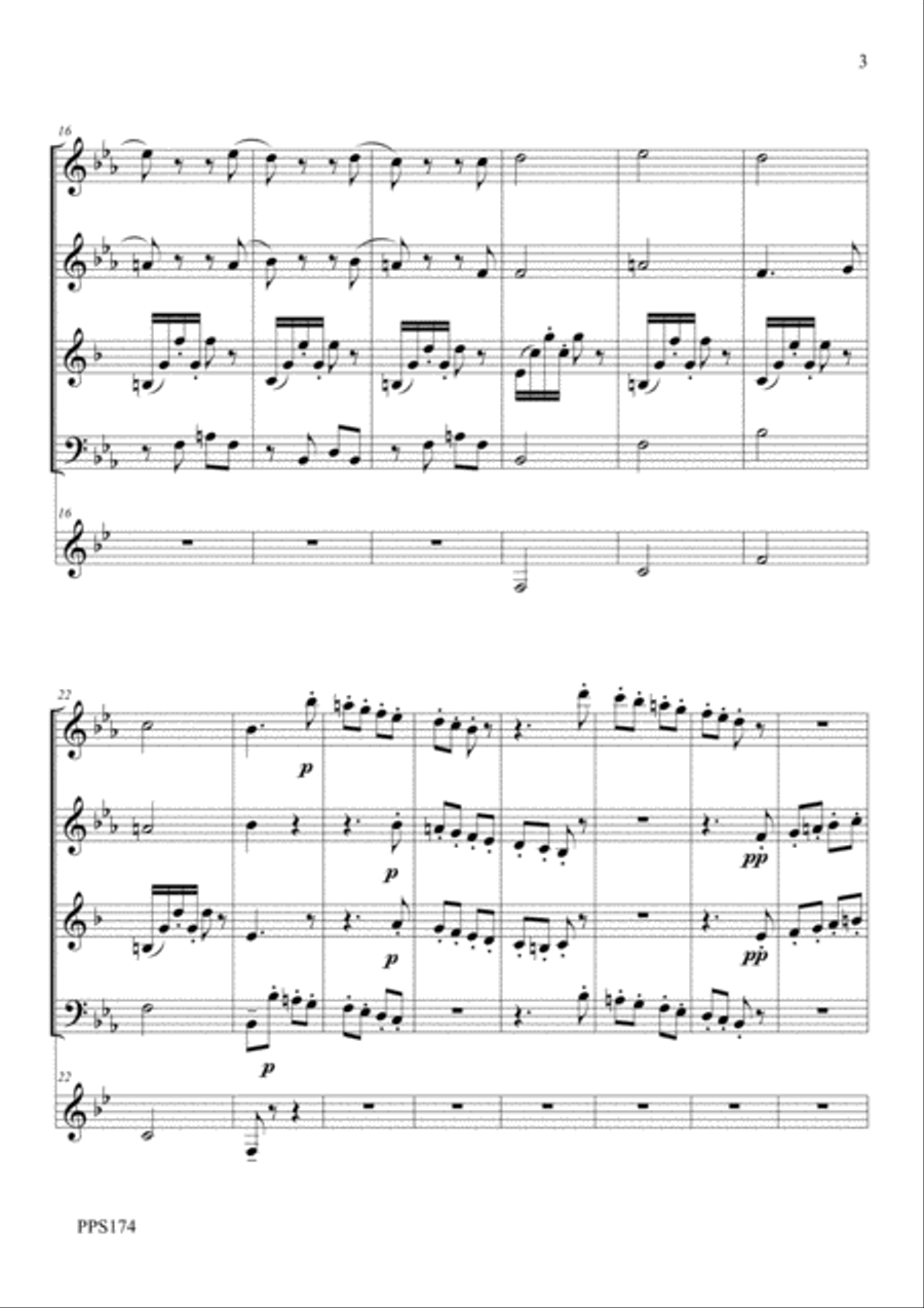 HAYDN DIVERTIMENTO IN Eb arranged for wind quintet Woodwind Quintet scores gallery preview page 3