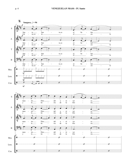 Venezuelan Mass - IV. Santo - SATB with traditional percussion image number null