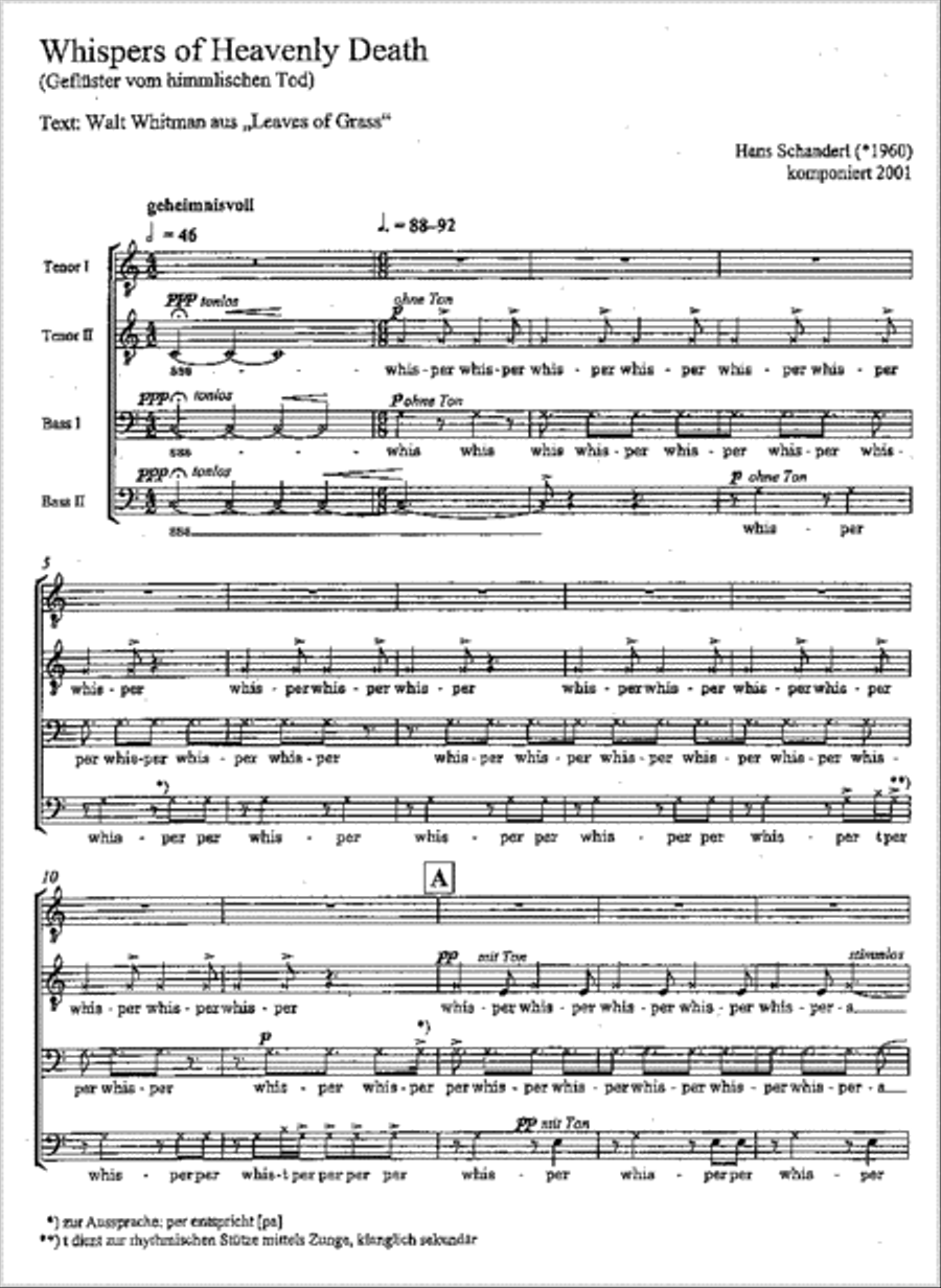 Whispers of Heavenly Death (Gefluster vom himmlischen Tod) TTBB scores gallery preview page 1