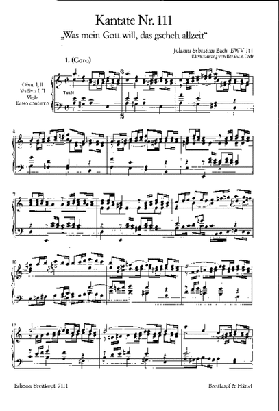Cantata BWV 111 "Was mein Gott will, das gscheh allzeit" by Johann Sebastian Bach 4-Part - Sheet Music