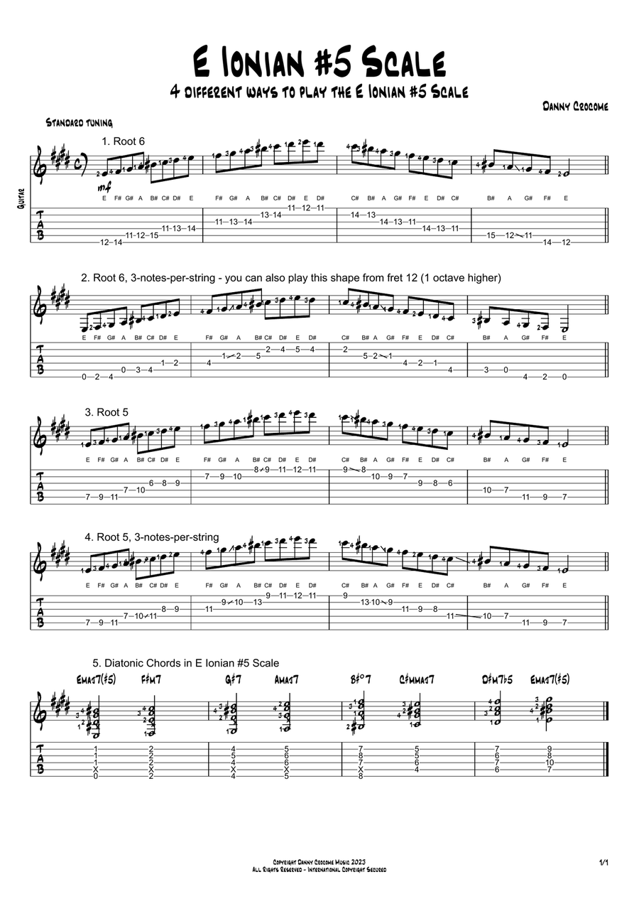 E Ionian #5 Scale (4 Ways to Play) Electric Guitar scores gallery preview page 1