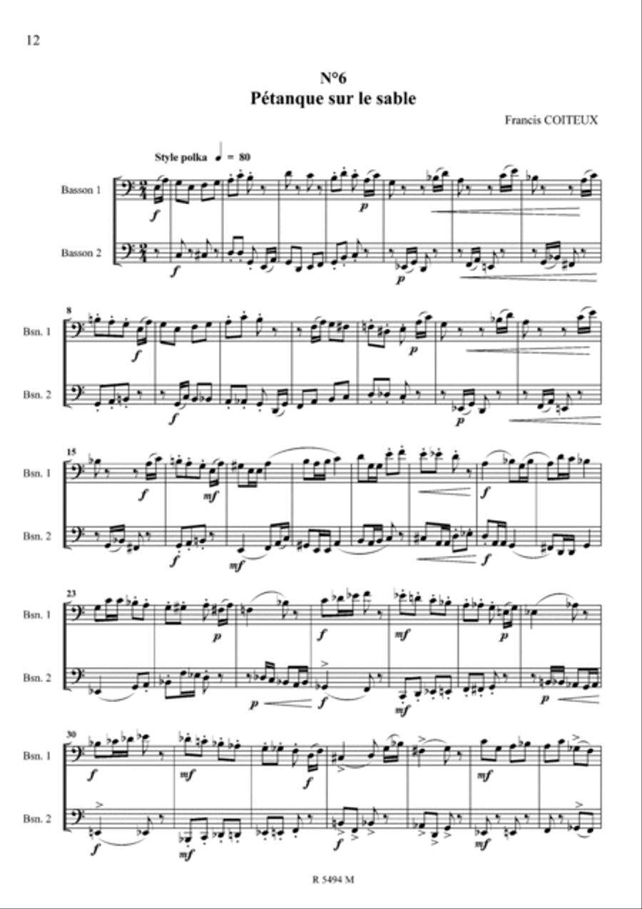 Jeux de plage à marée basse 12 duos pour bassons Bassoon scores gallery preview page 7