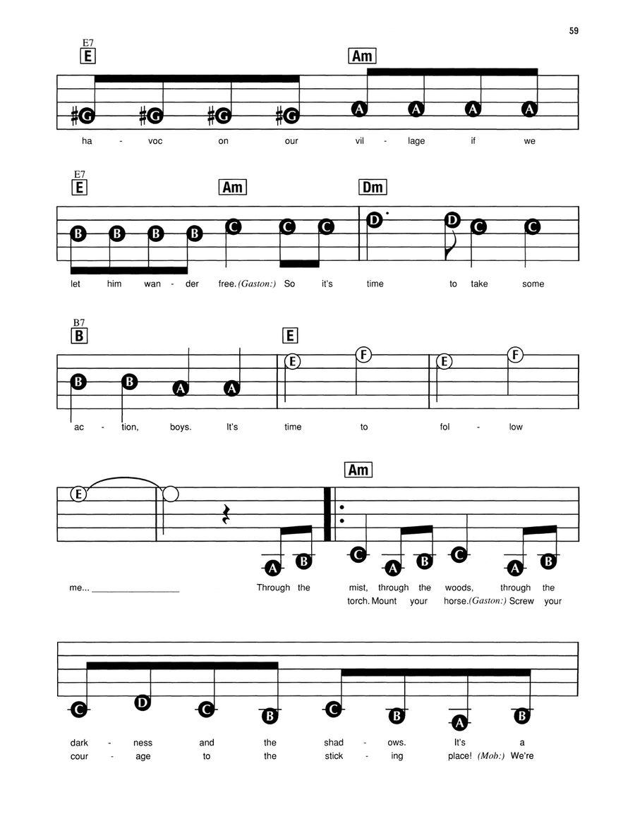 The Mob Song (from Beauty And The Beast) Electronic Keyboard scores gallery preview page 2
