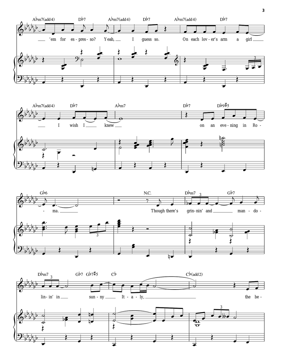 On An Evening In Roma (Sotter Celo De Roma) Piano, Vocal scores gallery preview page 3