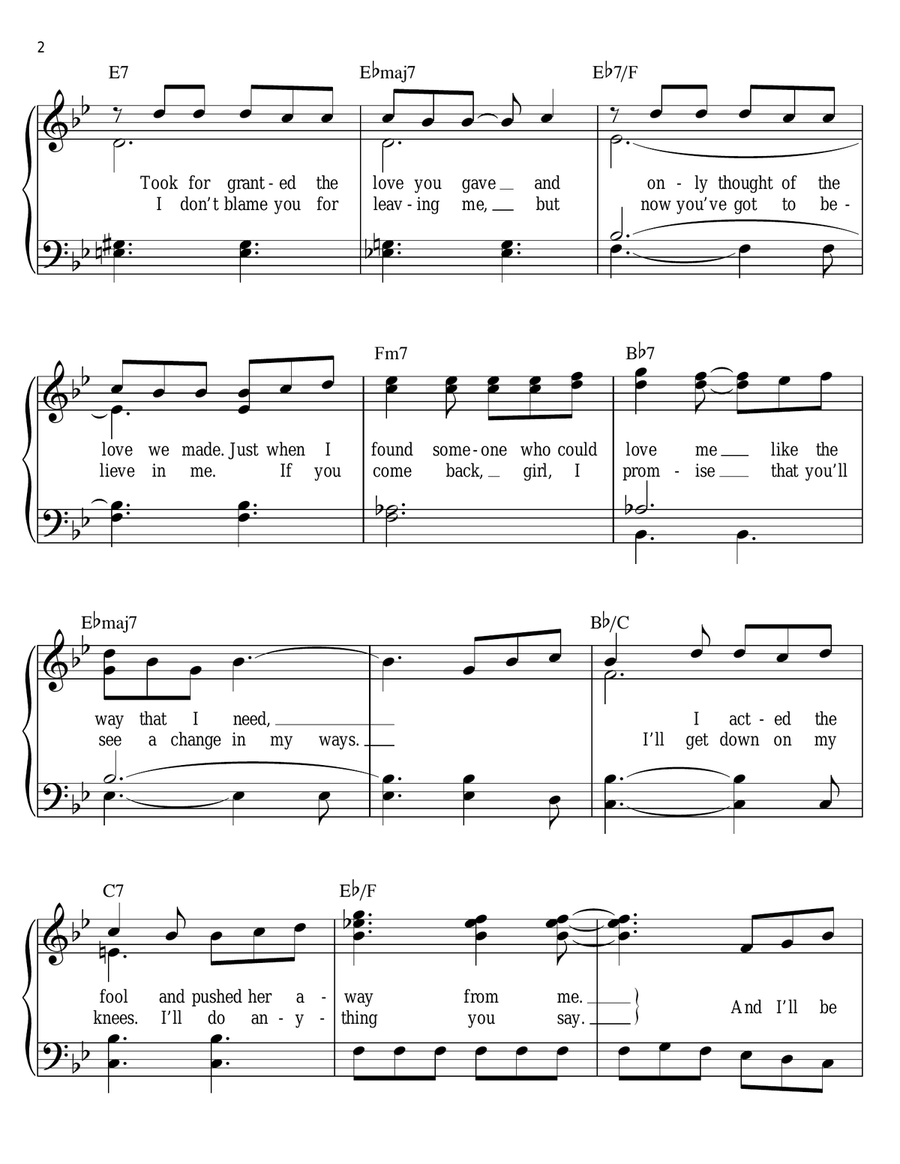 Never Should've Let You Go Easy Piano scores gallery preview page 2
